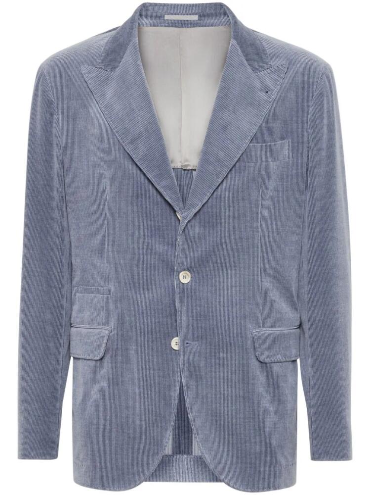 Brunello Cucinelli peak-lapel corduroy blazer - Blue Cover