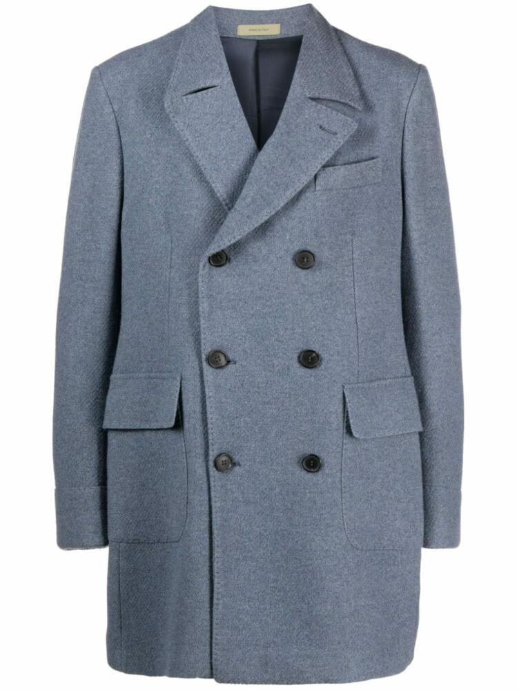 Corneliani notched-lapels double-breasted coat - Blue Cover