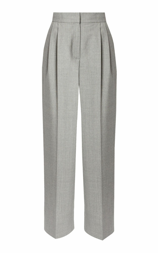 Erdem - Wool High-Waisted Wide Leg Trousers - Grey Cover