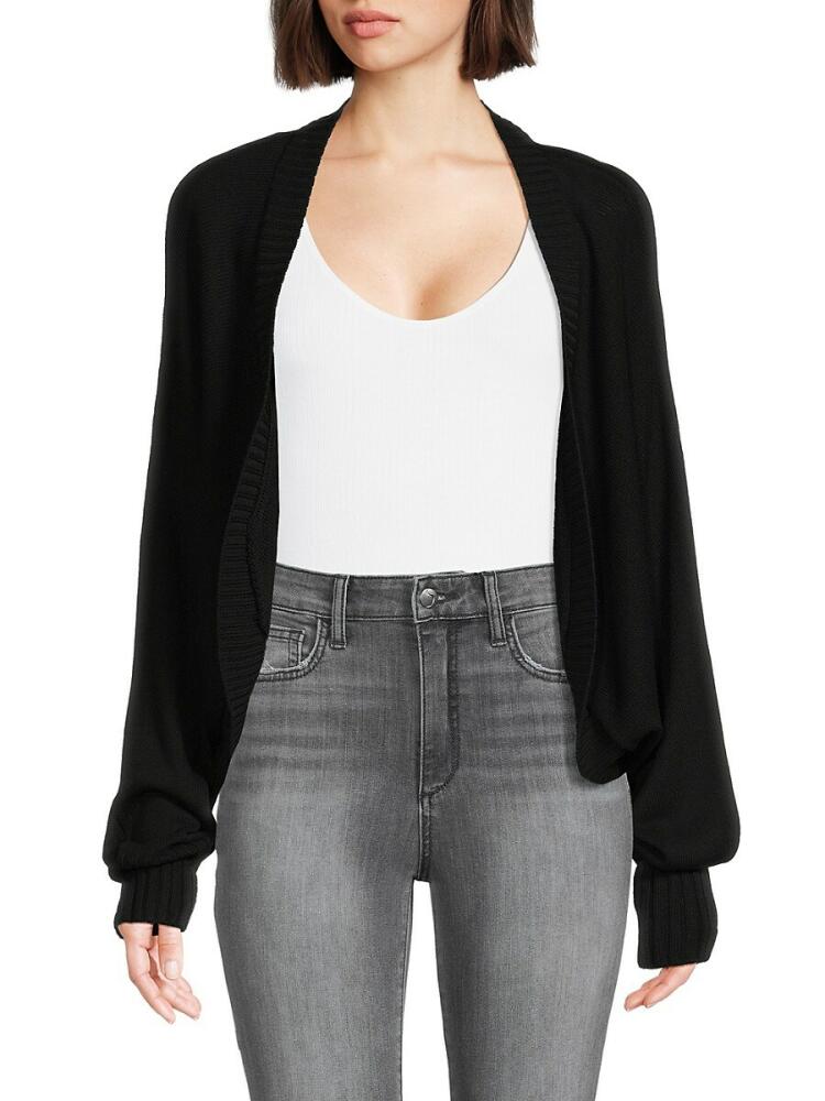 DKNY Women's Solid Open Front Cardigan - Black Cover