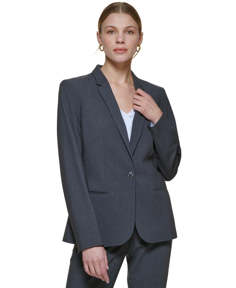 Calvin Klein One-Button Blazer, Regular and Petite Sizes - Charcoal Cover