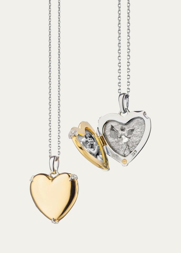 Monica Rich Kosann Two Tone Heart of Gold Locket Necklace in 18K Yellow Gold and Sterling Silver Cover