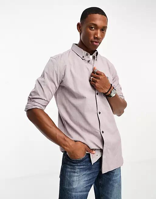 French Connection long sleeve oxford shirt in burgundy-Red Cover