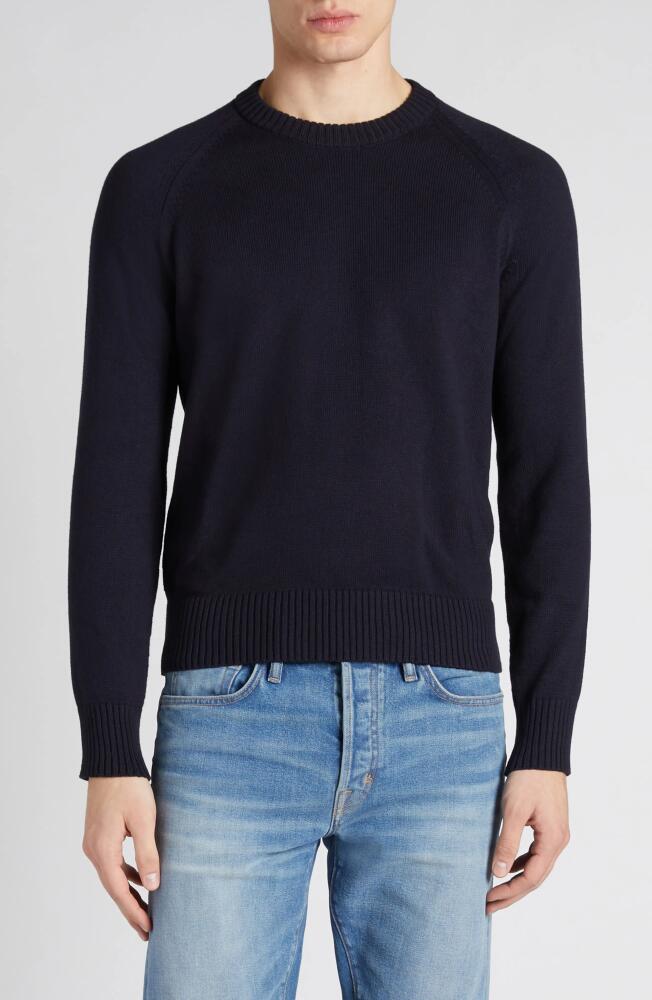 TOM FORD Cotton & Cashmere Crewneck Sweater in Hb745 Midnight Blue Cover