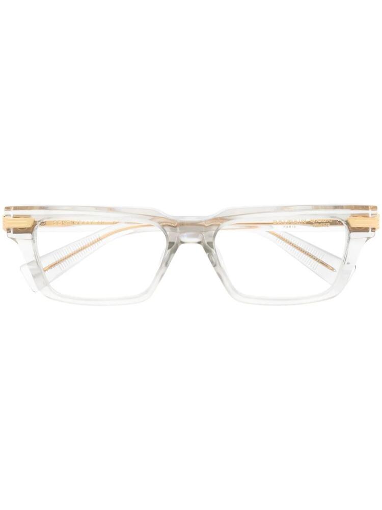 Balmain Eyewear square-frame logo-plaque glasses - Grey Cover