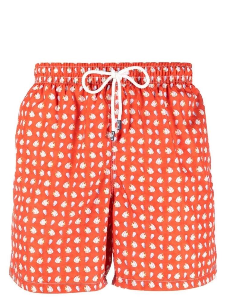 Fedeli Madeira fish-print swim shorts - Orange Cover