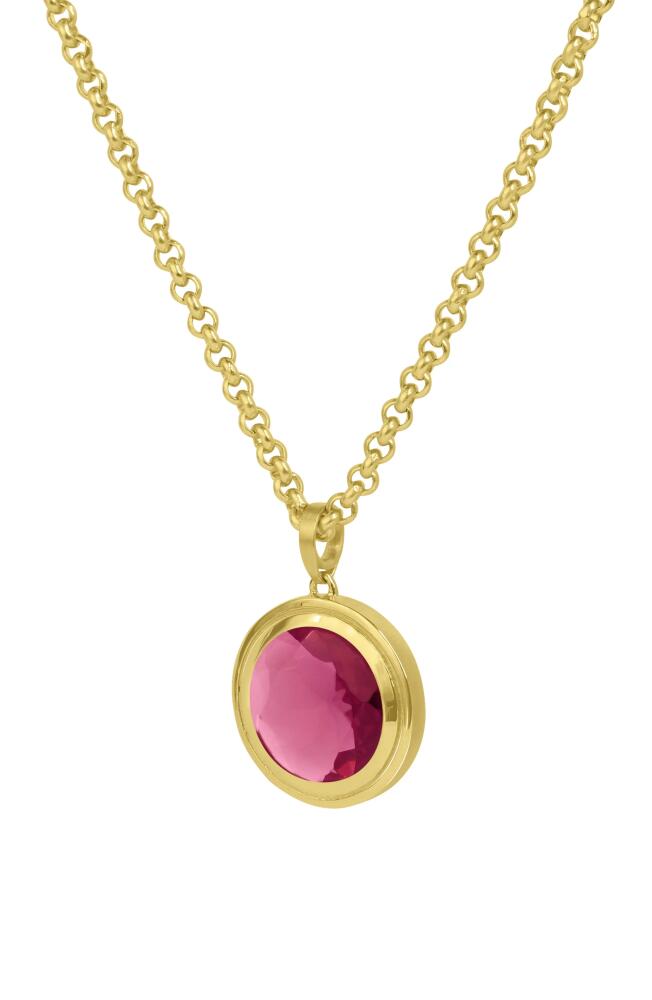 Dean Davidson Lab Created Pink Tourmaline Signet Pendant Necklace in Vivid Pink/Gold Cover