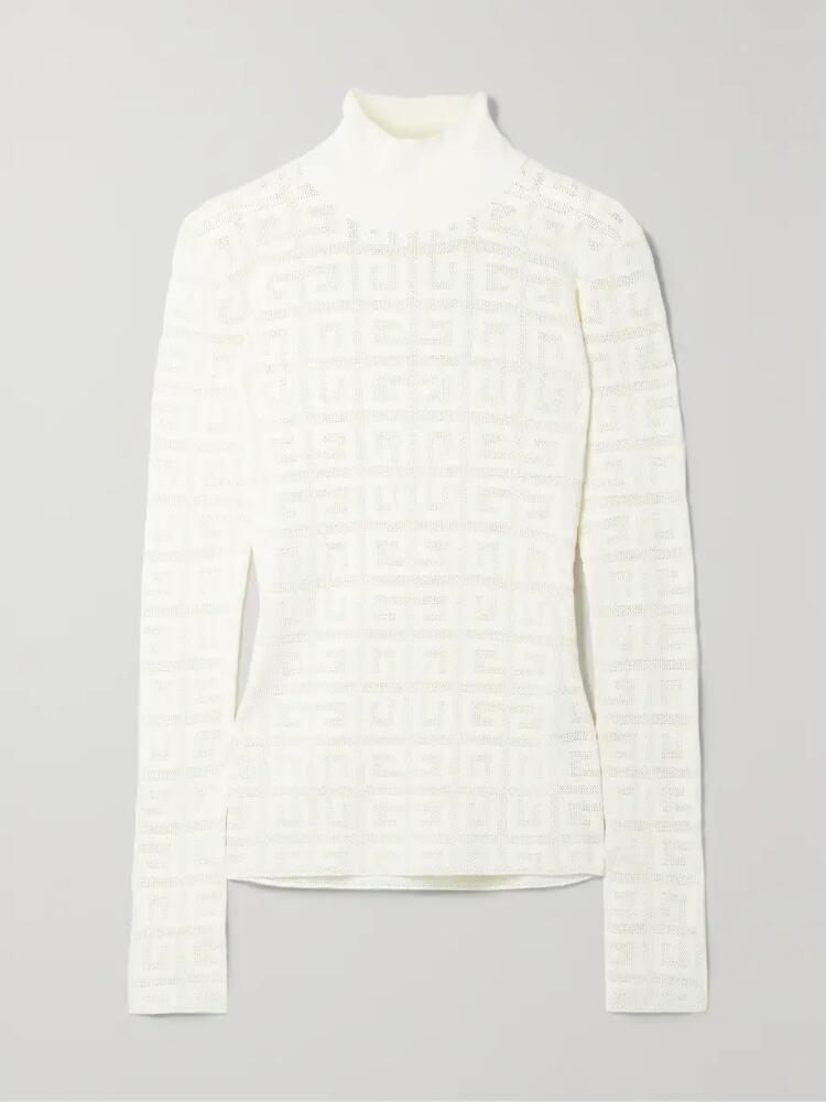 Givenchy - Jacquard-knit Turtleneck Sweater - White Cover