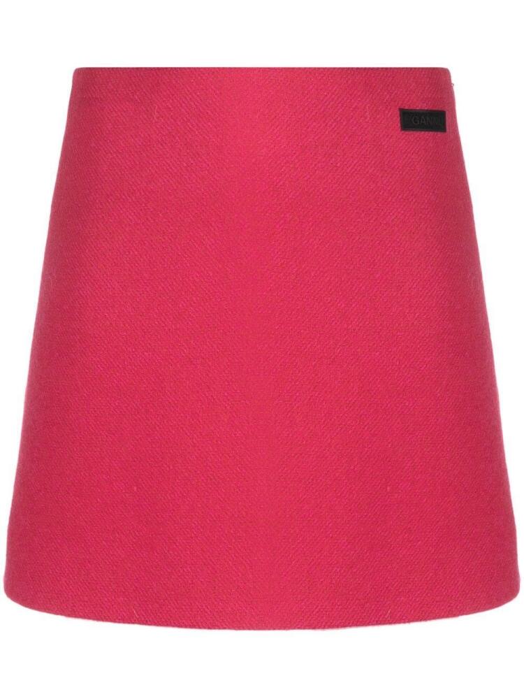 GANNI logo-patch pencil skirt - Pink Cover