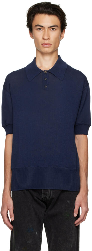 Maison Margiela Navy Distressed Polo Cover