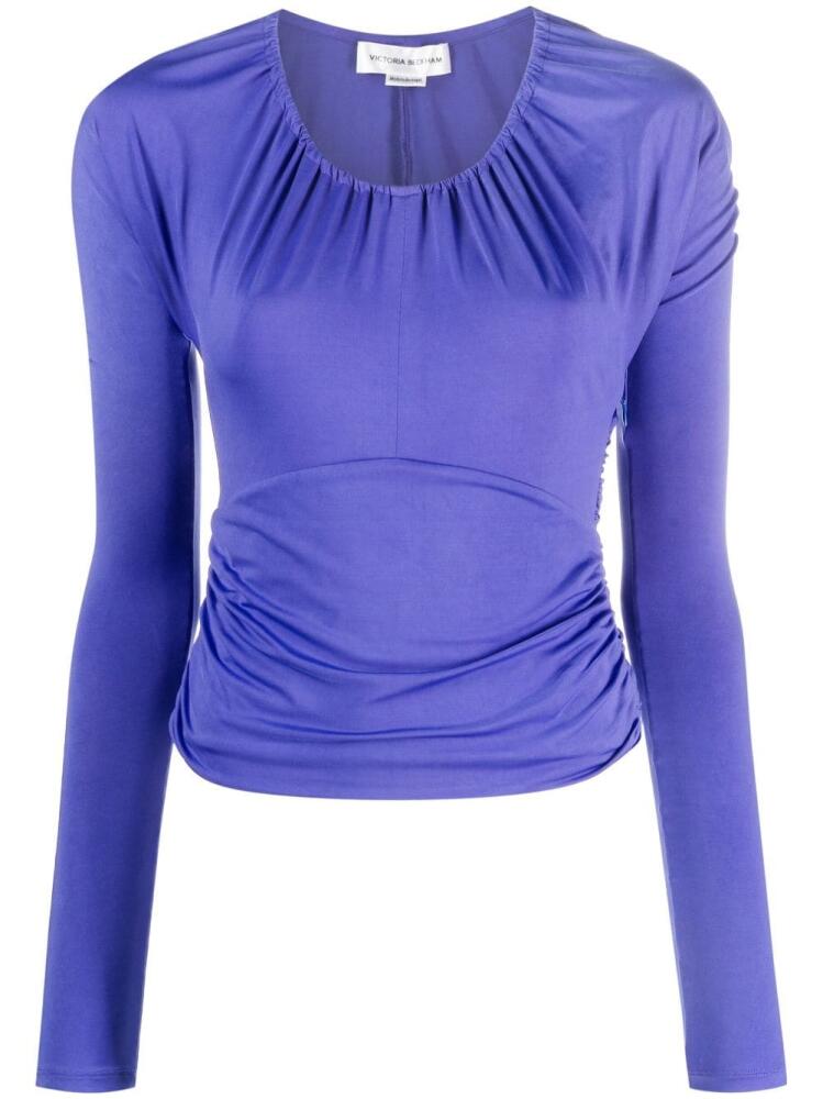 Victoria Beckham gathered stretch-jersey top - Blue Cover