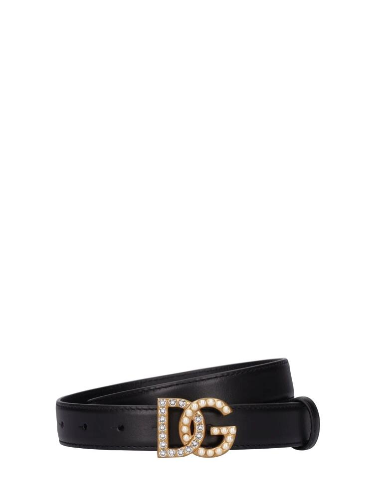 DOLCE & GABBANA 2.5 Cm Crystal Dg Soft Leather Belt Cover