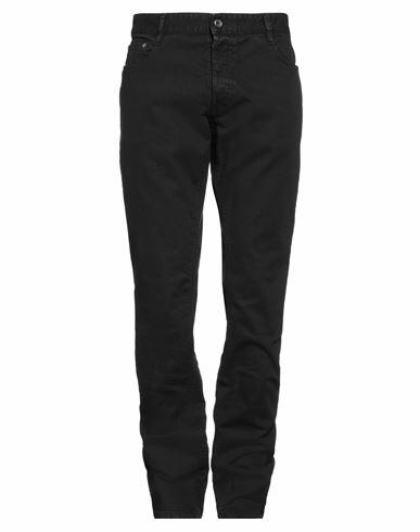 Just Cavalli Man Jeans Black Cotton, Elastane, Bovine leather Cover