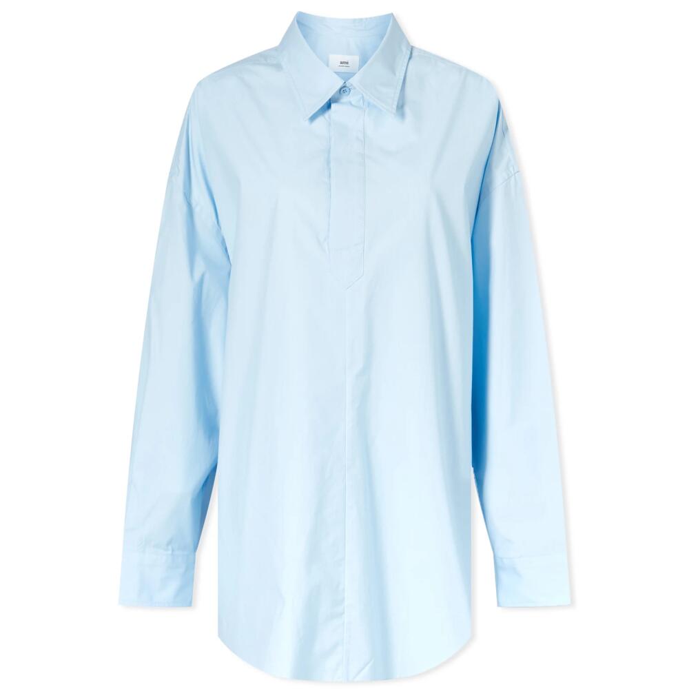 AMI Paris Women's AMI Shirt Mini Dress in Sky Blue Cover