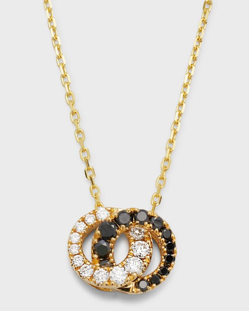 Frederic Sage 18K Yellow Gold Mini Love Necklace with Half Black and White Diamond Pendant Cover