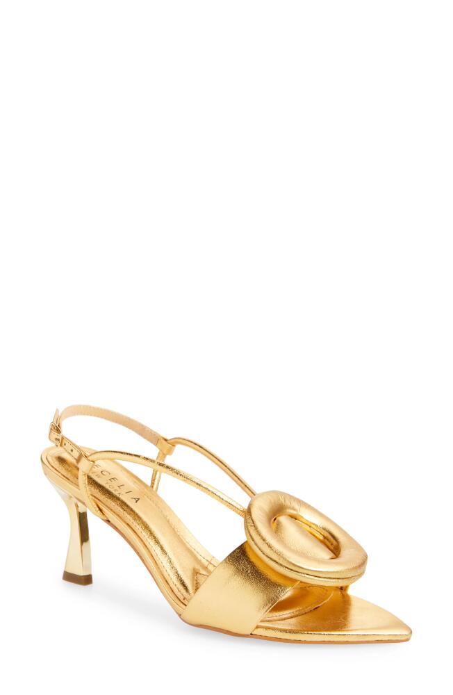 Cecelia New York Myra Pointed Toe Slingback Sandal in Gold Shiney Cover