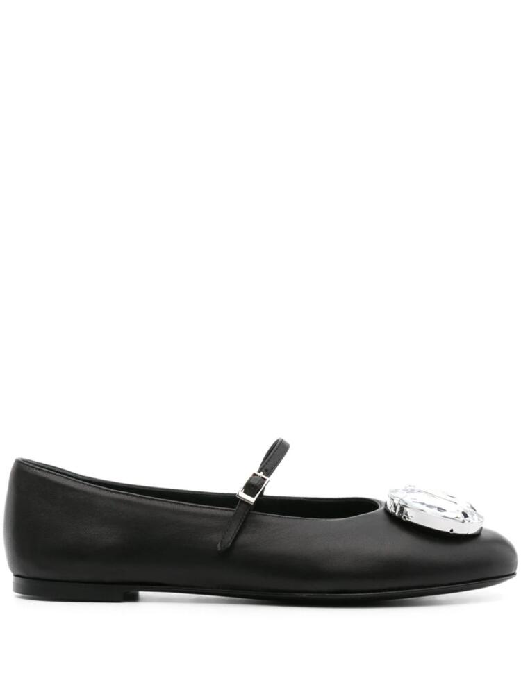 AREA crystal-detail leather ballerina shoes - Black Cover