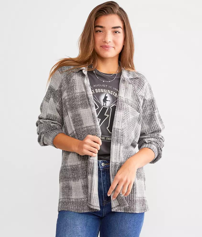 Modish Rebel Brushed Plaid Knit Shirt Cover