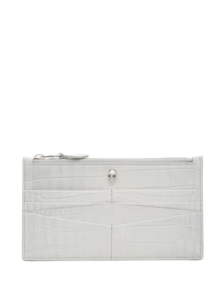 Alexander McQueen crocodile-effect leather purse - Grey Cover