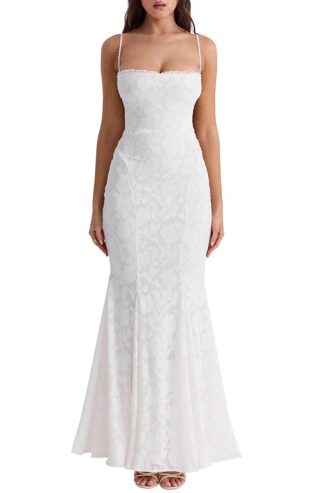 HOUSE OF CB Joan Floral Appliqué Mermaid Gown in Ivory Cover