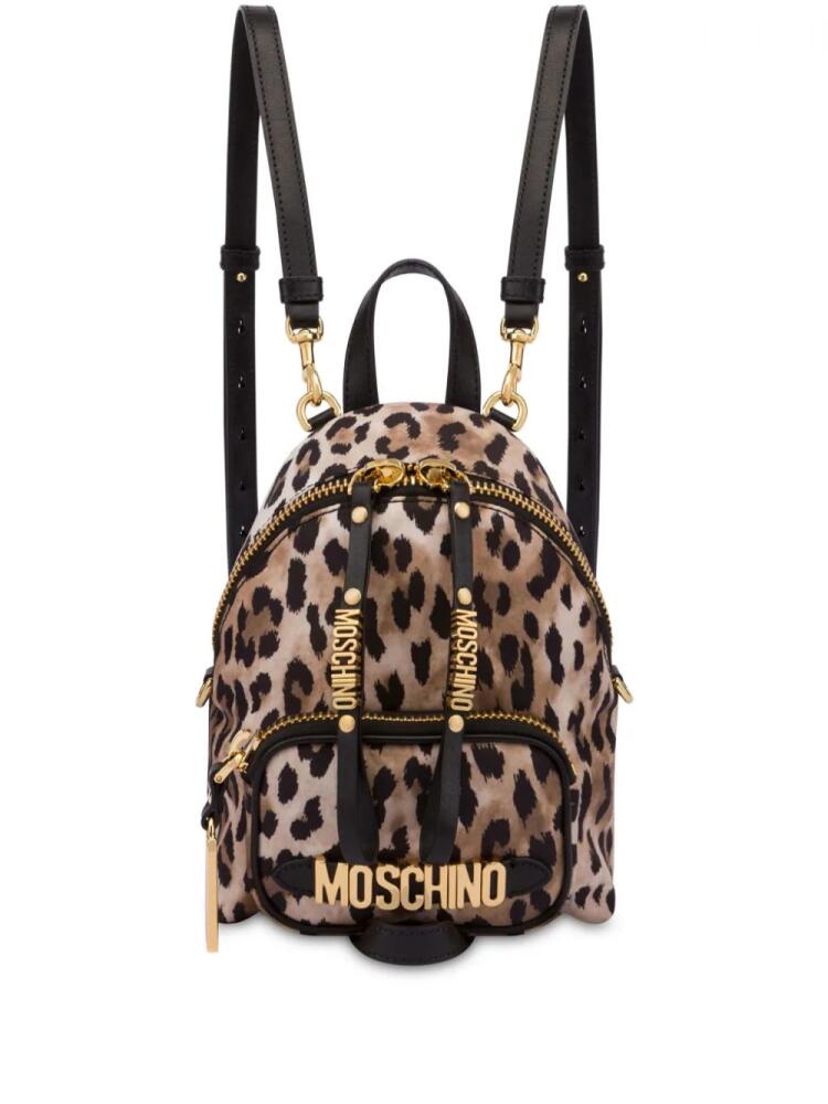 Moschino logo-lettering cotton backpack - Neutrals Cover