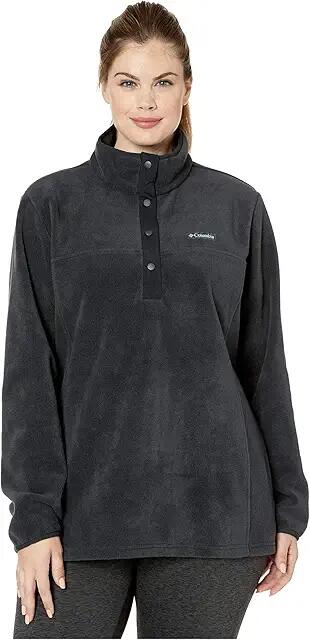 Columbia Plus Size Benton Springs 12 Snap Pullover (Black) Women's Long Sleeve Pullover Cover