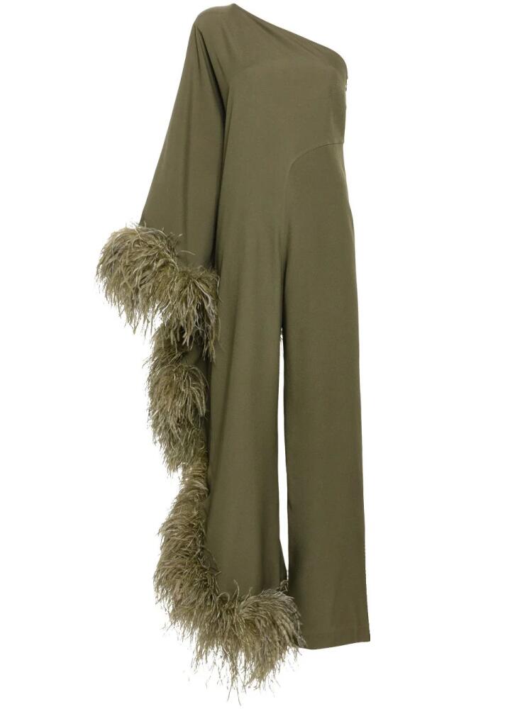 Taller Marmo Ebro feather-trim jumpsuit - Green Cover