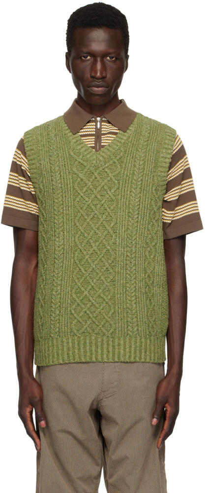 BEAMS PLUS Green Aran Vest Cover