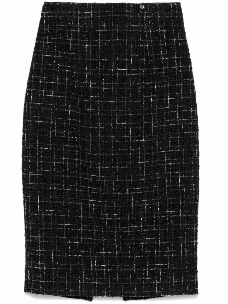 NISSA high-waisted bouclé midi skirt - Black Cover