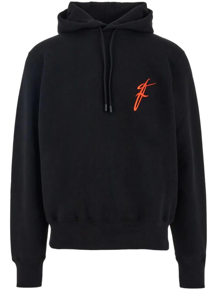 Ferragamo logo-embroidered cotton hoodie - Black Cover