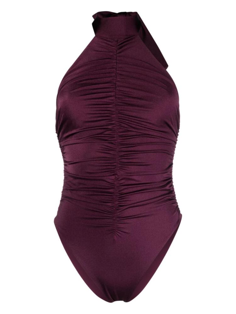 Noire Swimwear ruched halterneck swimsuit - Purple Cover