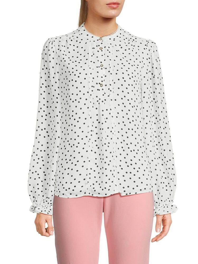 Tommy Hilfiger Women's Highneck Polka Dot Blouse - Ivory Multi Cover