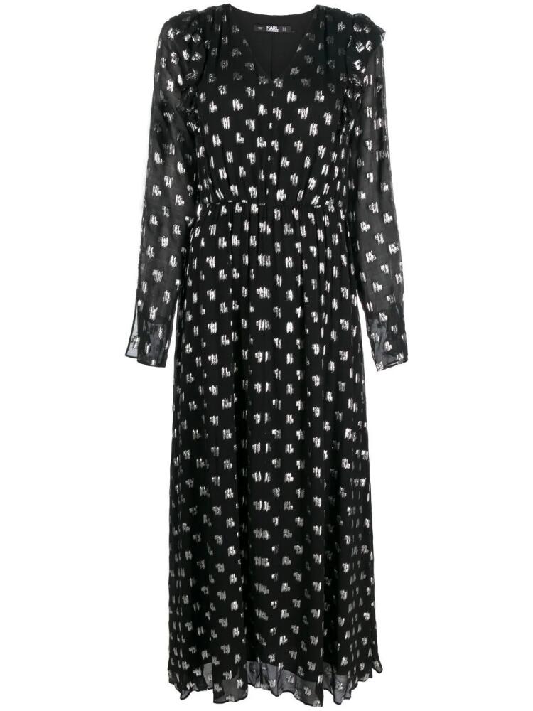 Karl Lagerfeld metallic monogram-print maxi dress - Black Cover