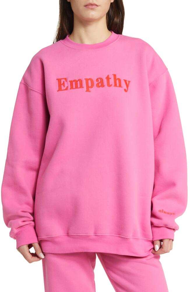 THE MAYFAIR GROUP Empathy Always Embroidered Oversize Fleece Sweatshirt in Pink Cover