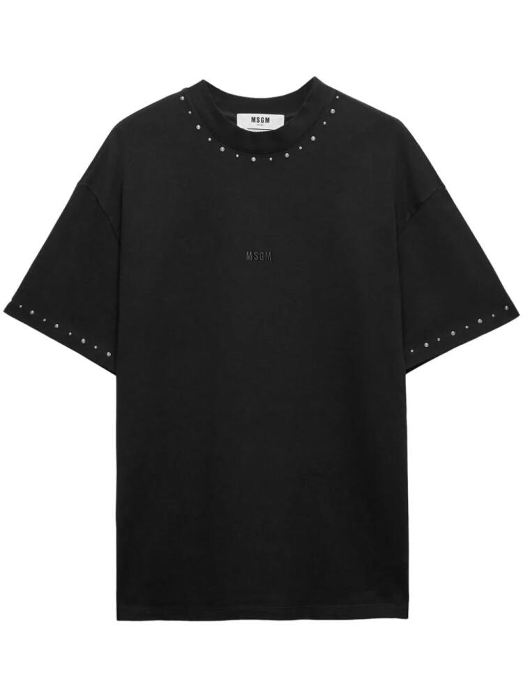 MSGM embellished logo-print T-shirt - Black Cover