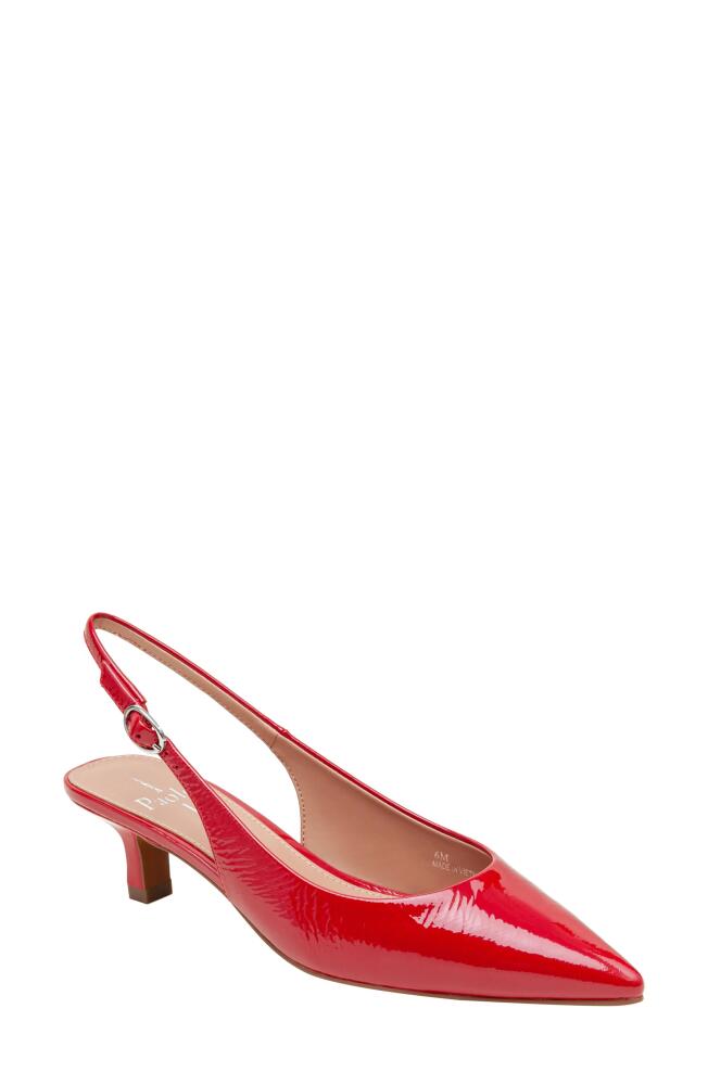 Linea Paolo Cecil Slingback Pointed Toe Kitten Heel Pump in Lipstick Red Cover