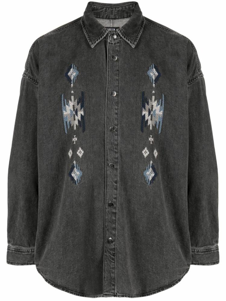 FIVE CM embroidered denim shirt - Grey Cover