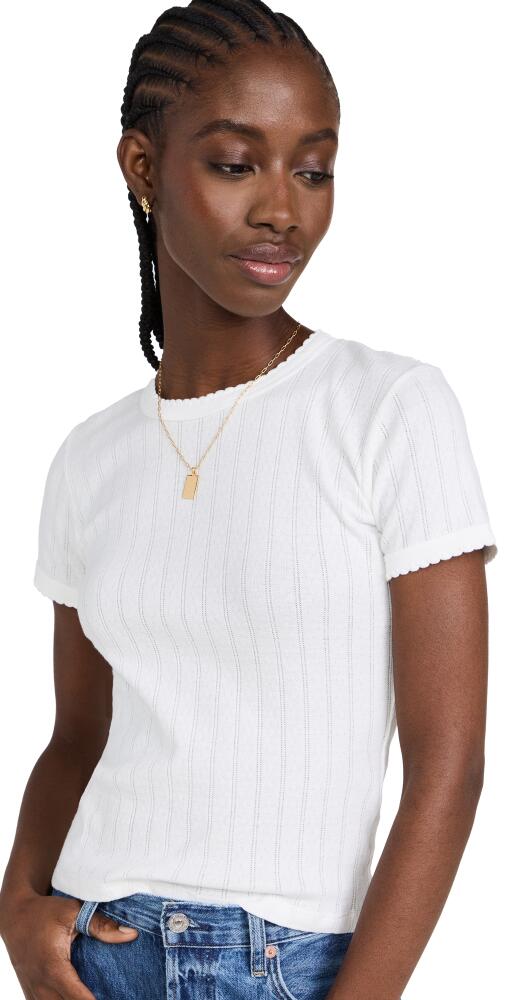 Leset Pointelle Short Sleeve Tee White Cover