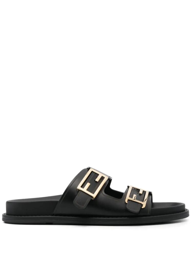 FENDI Fendi Feel logo-buckle slides - Black Cover