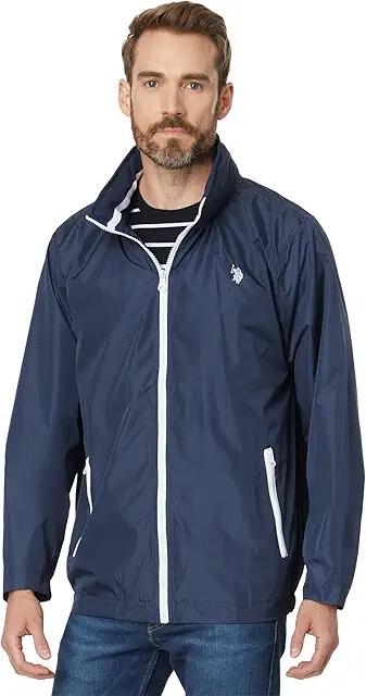 U.S. POLO ASSN. USPA Stow Hood Windbreaker (Classic Navy) Men's Jacket Cover