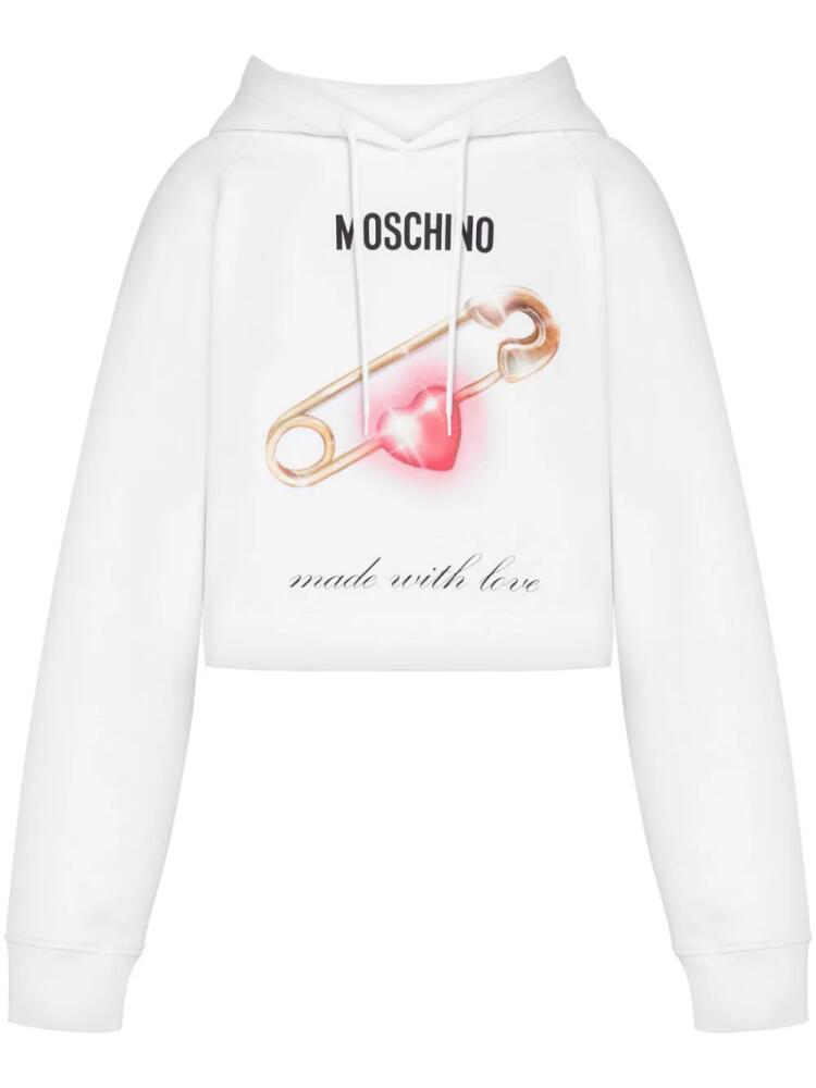 Moschino heart-print cotton hoodie - White Cover