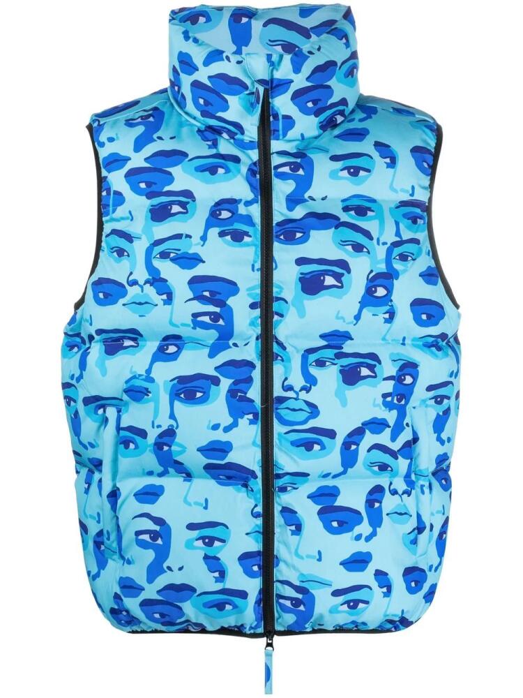 KidSuper graphic print padded gilet - Blue Cover