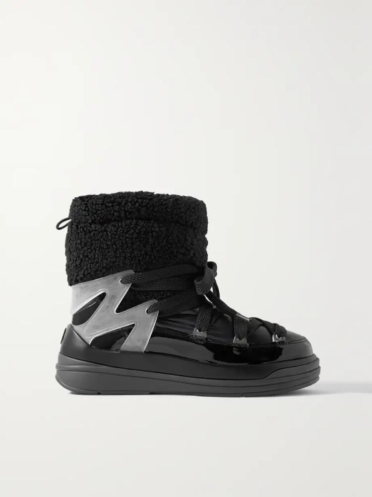 Moncler - Insolux M Rubber-trimmed Fleece, Shell And Patent-leather Snow Boots - Black Cover