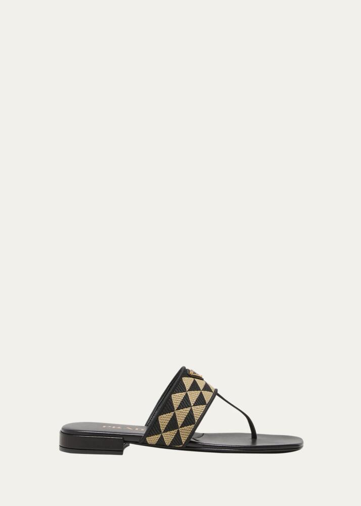 Prada Triangle Jacquard Flat Thong Sandals Cover