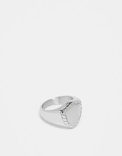 ASOS DESIGN waterproof stainless steel ring with shield design in silver tone Cover