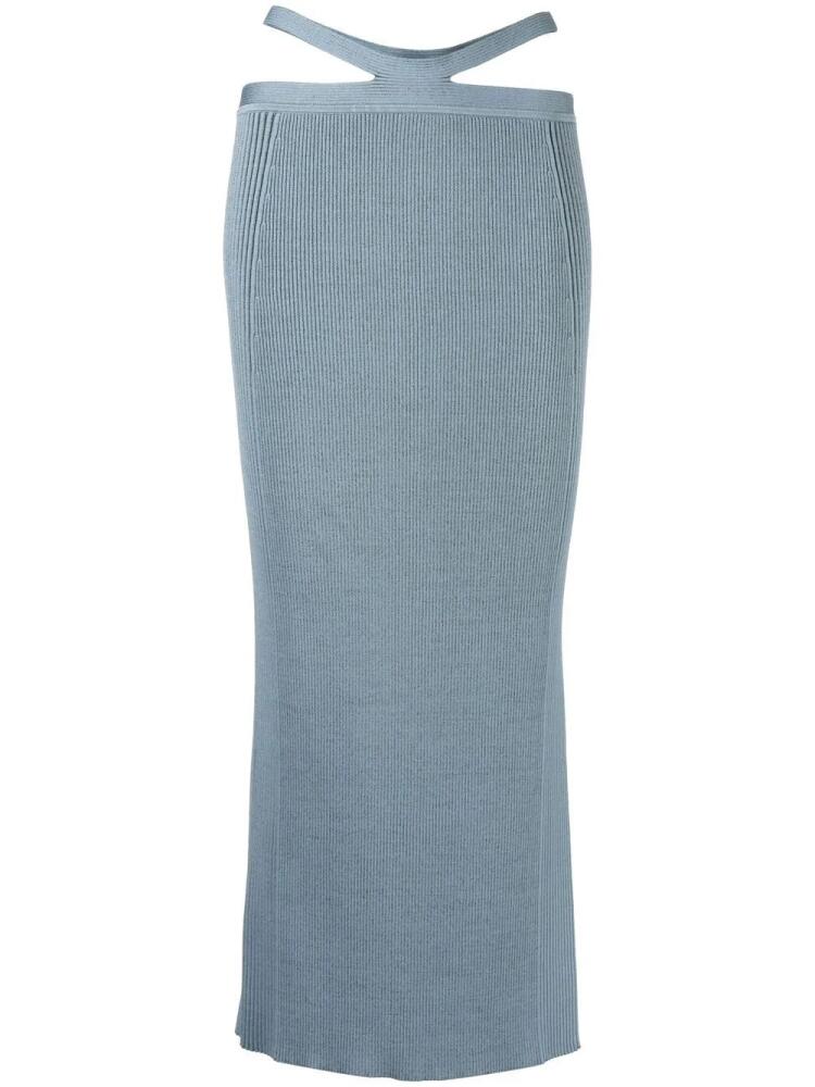 Simkhai side ribbed-detail midi skirt - Blue Cover