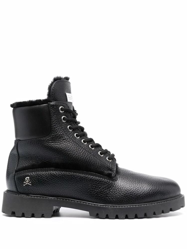 Philipp Plein shearling-lined lace-up boots - Black Cover