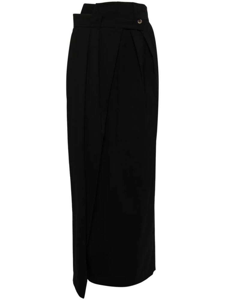 A.W.A.K.E. Mode virgin wool wrap maxi skirt - Black Cover