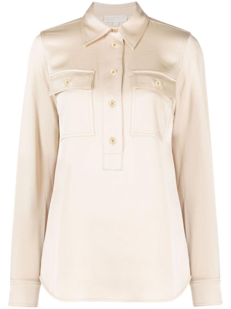 Michael Michael Kors long-sleeve satin-finish shirt - Neutrals Cover