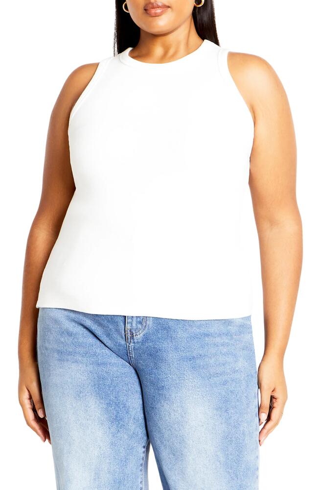 City Chic Talia Rib Tank in White Cover